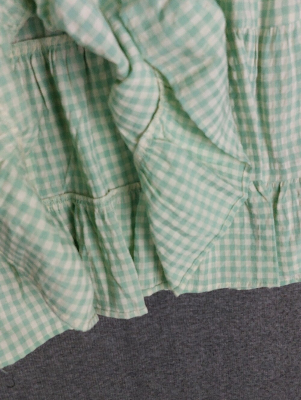 BLUE B COLLECTION WOMENS MINT CREAM GINGHAM SMOCKED LONG SLEEVE MINI DRESS L - Picture 7 of 7